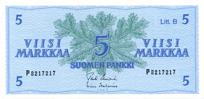 5 Markkaa 1963 Litt.B P8217217